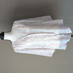 Triangle Hidden Button Down 3/4 Sleeve Blouse Size Large